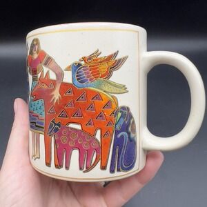 Laurel Burch Red Coffee Mug 2004 Wine Things Girl Cats Birds Dogs Animals